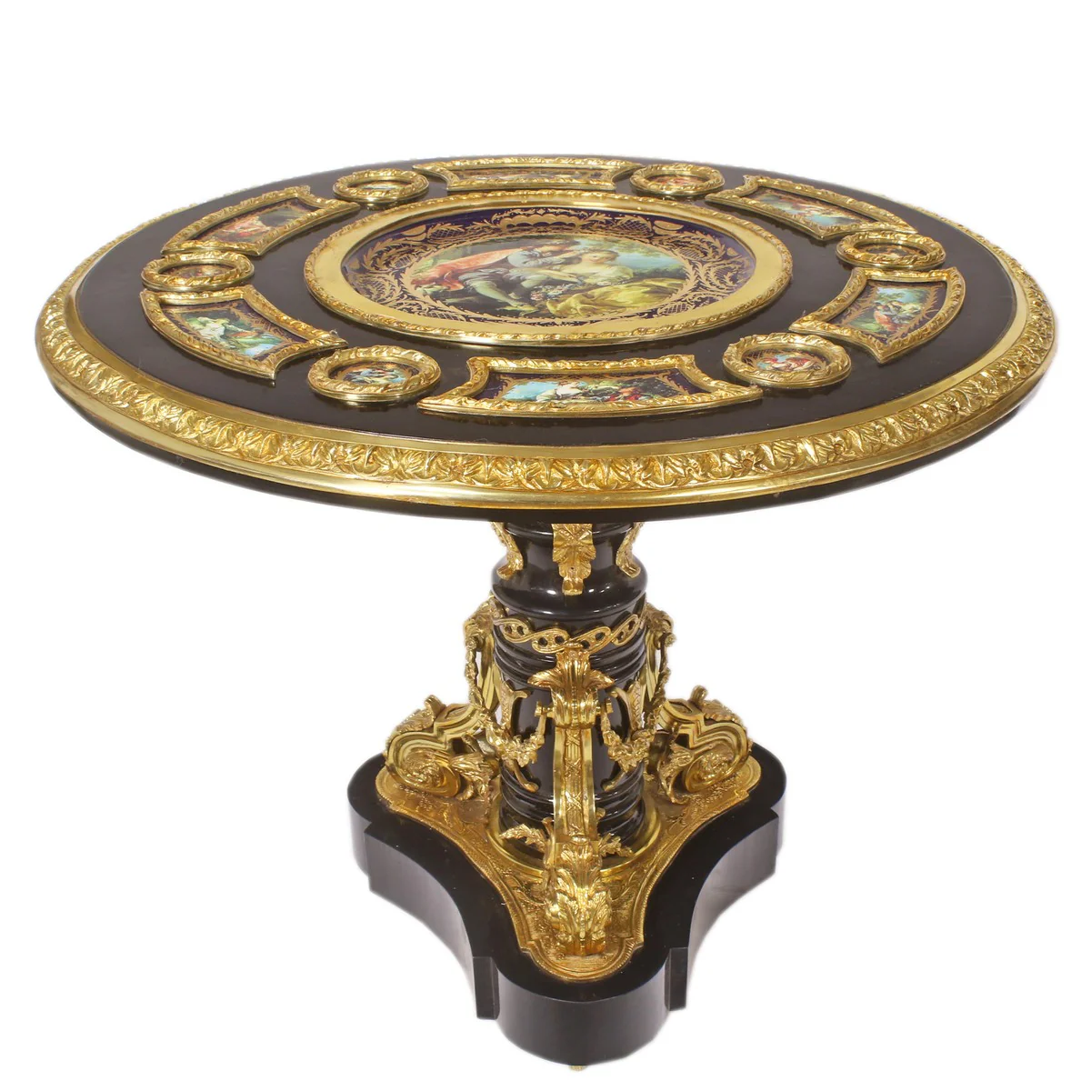 Baroque side table red brown / gold diameter 108 cm, height 89 cm handmade, hand painted - limited edition