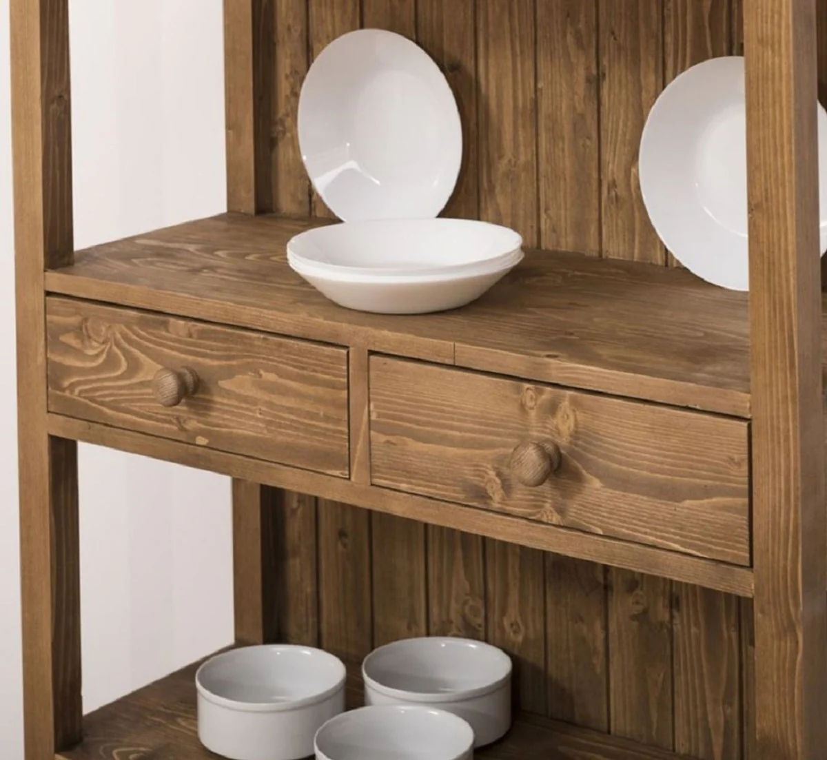 Country house style cupboard brown 91 x 39 x H. 197 cm - country house style solid wood dining room cupboard - country house style solid wood furniture