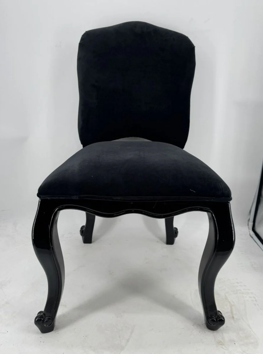 Luxus Barock Esszimmer Stuhl Castle mit Messing Löwengriff Schwarz - Barock Möbel