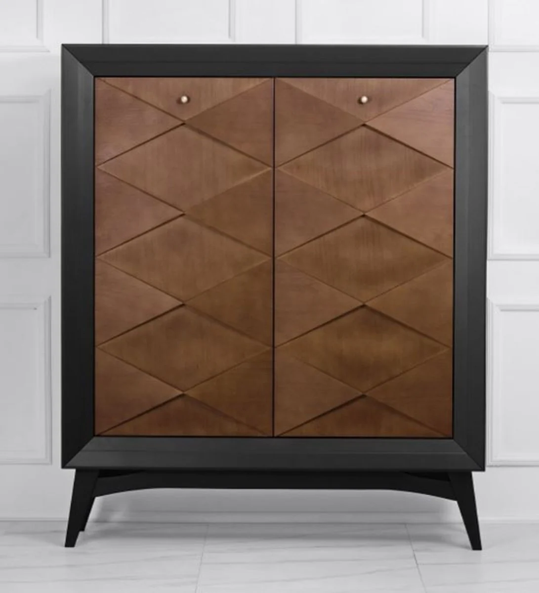 Luxury neoclassic chest of drawers black / brown 120 x H143 cm - sideboard art deco furniture