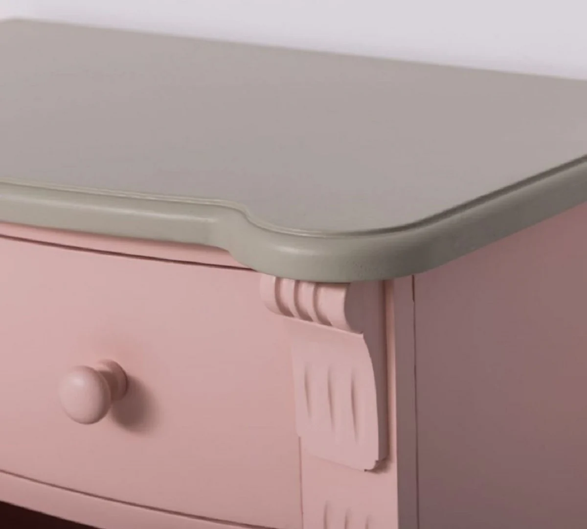 Country house style chest of drawers pink / gray 80 x 48 x H. 120 cm - Solid wood cabinet with 6 drawers - Country house style bedroom furniture - Country house style furniture - Country house style furnishings