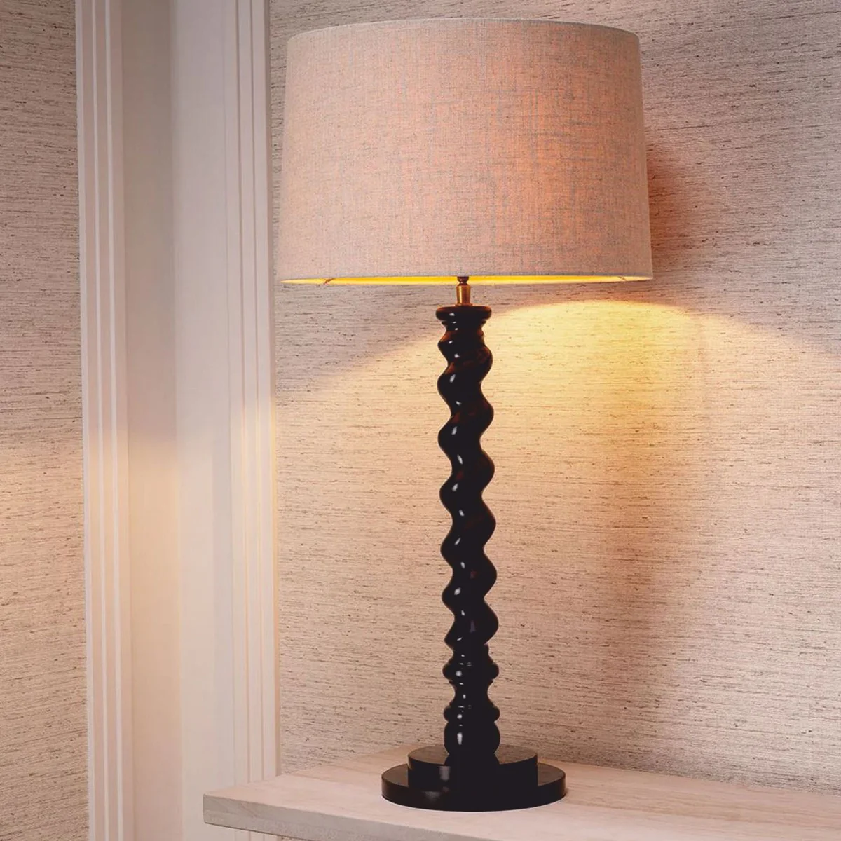 Luxury table lamp black / beige H. 81 cm - desk lamp