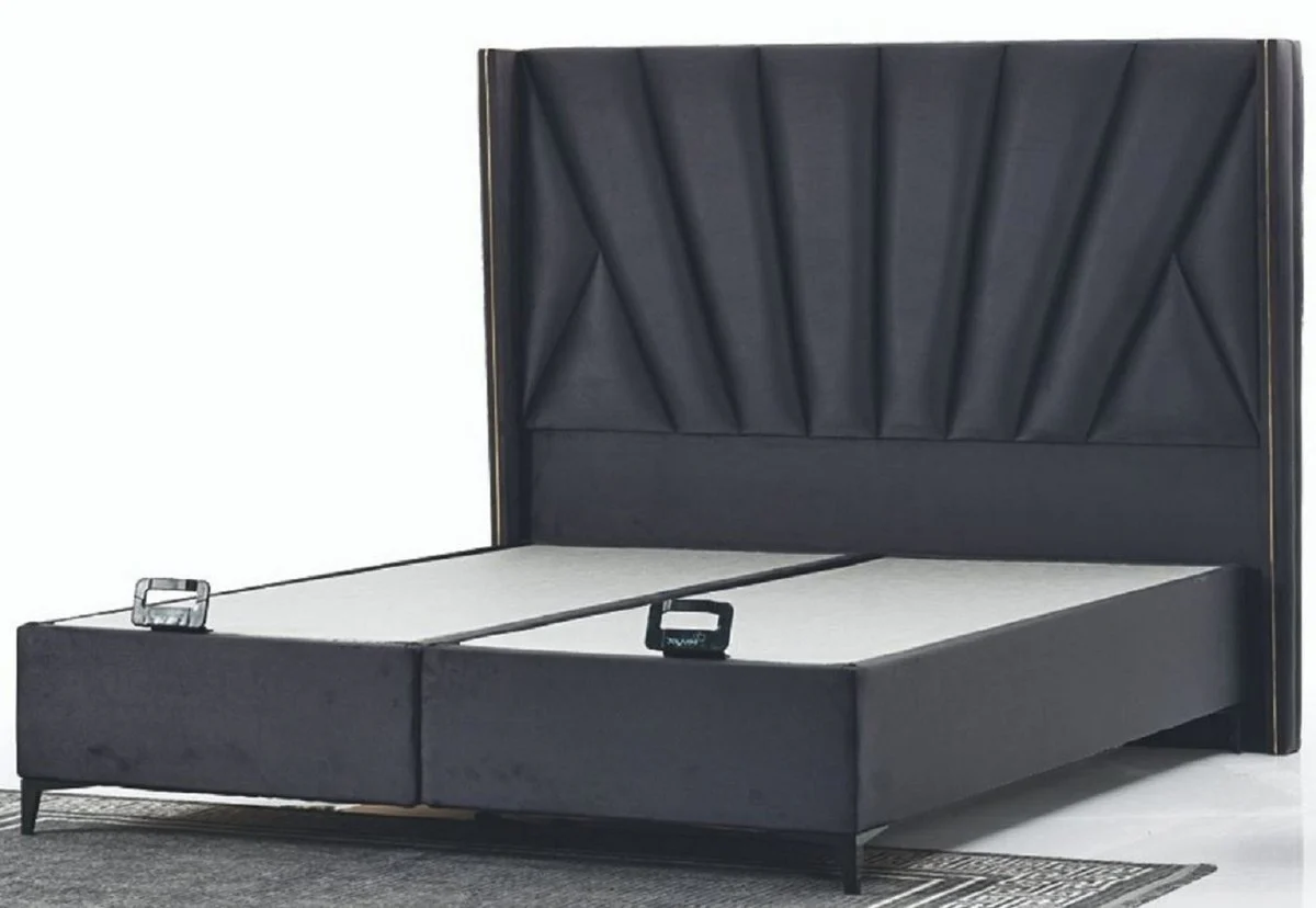 Luxury double bed anthracite / black - Modern solid wood bed - Modern bedroom & hotel furniture - Luxury collection