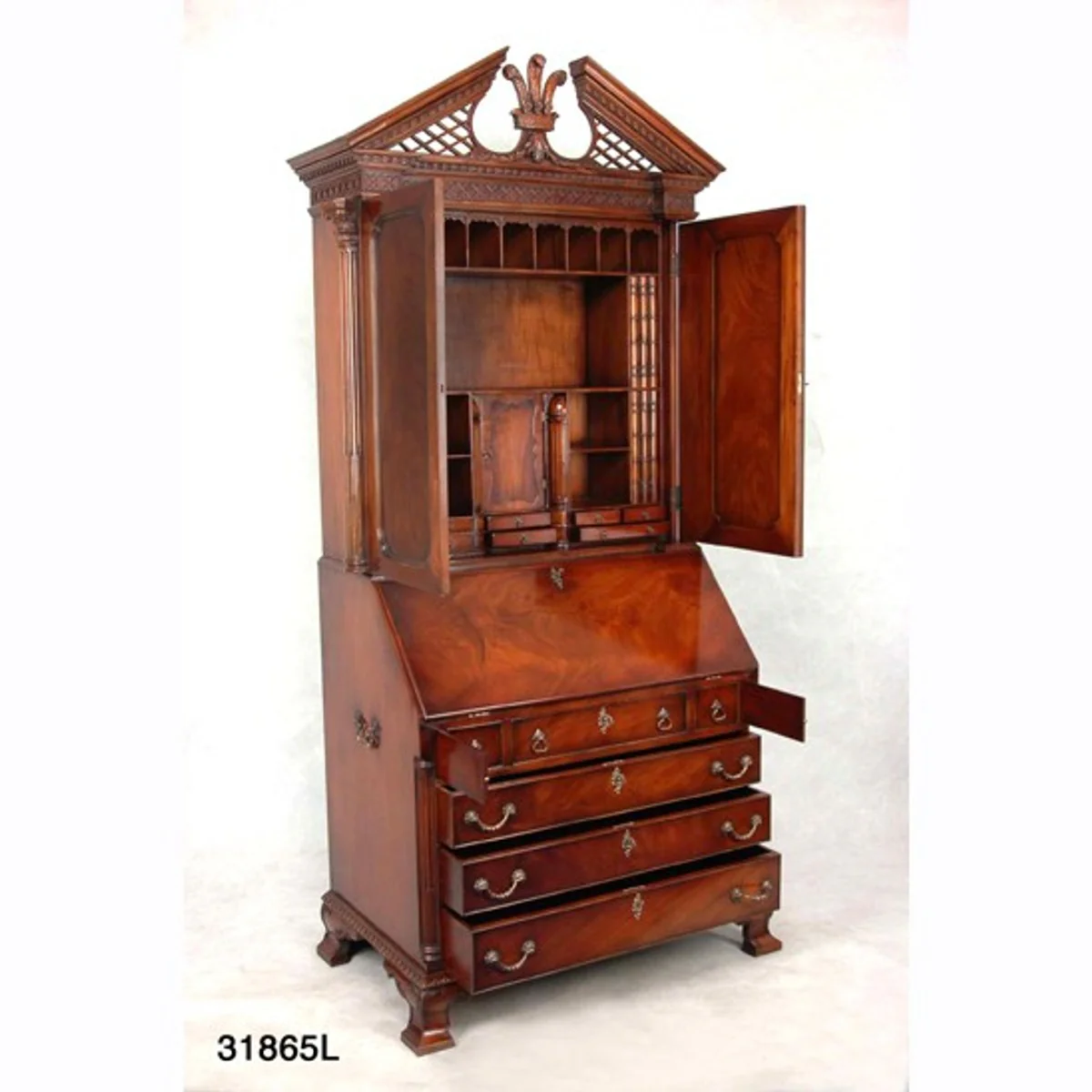 Impressive secretary cabinet - antique style - mahogany paternoster
