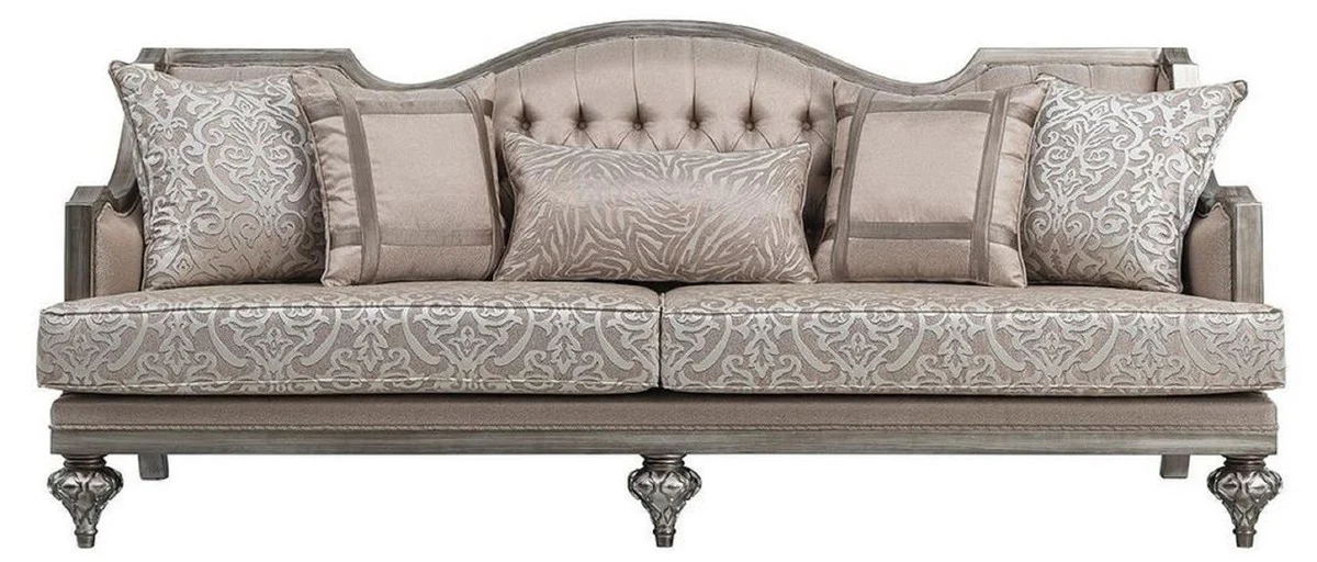 Luxus Barock Wohnzimmer Set Rosa / Silber - 2 Sofas & 2 Sessel & 1 Couchtisch - Handgefertigte Wohnzimmer Möbel im Barockstil - Edel & Prunkvoll