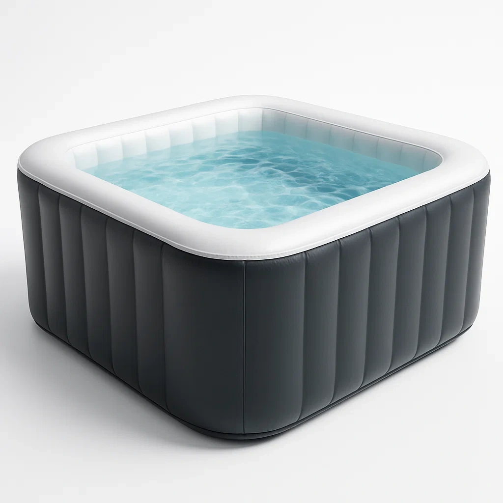 Aufblasbarer Whirlpool 178x178x70 cm, 4 Sitze, dunkelgrau/weiß, quadratische Form DNKMJoT350Vq