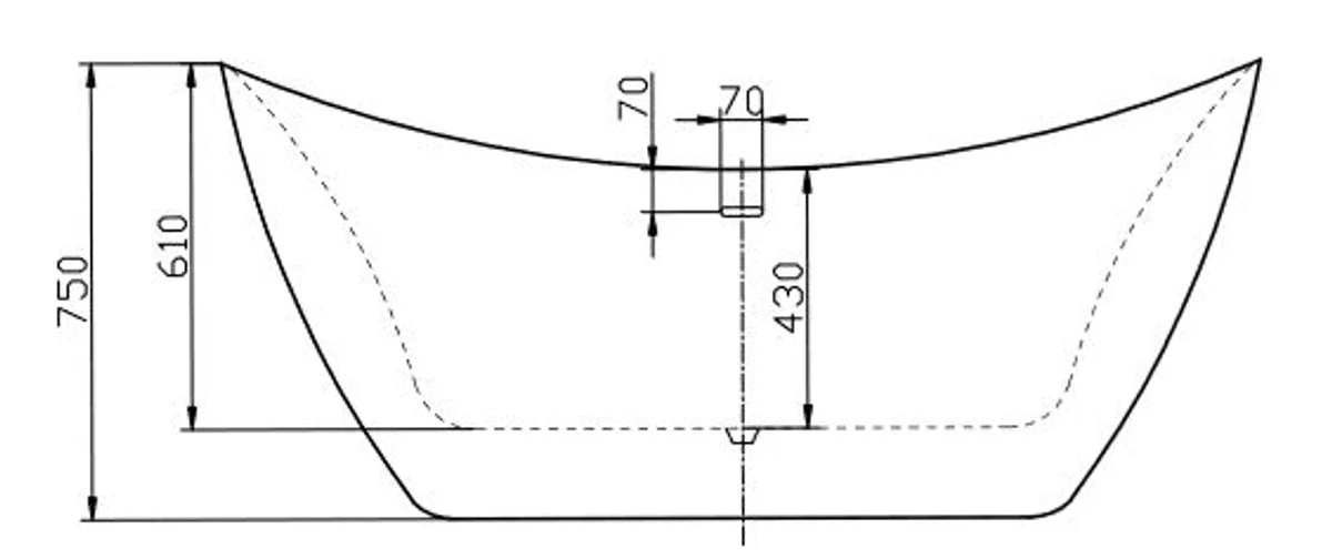 Freestanding luxury acrylic bathtub black / white 173 x 73 x H. 75 cm - Luxury bathroom accessories - Luxury collection