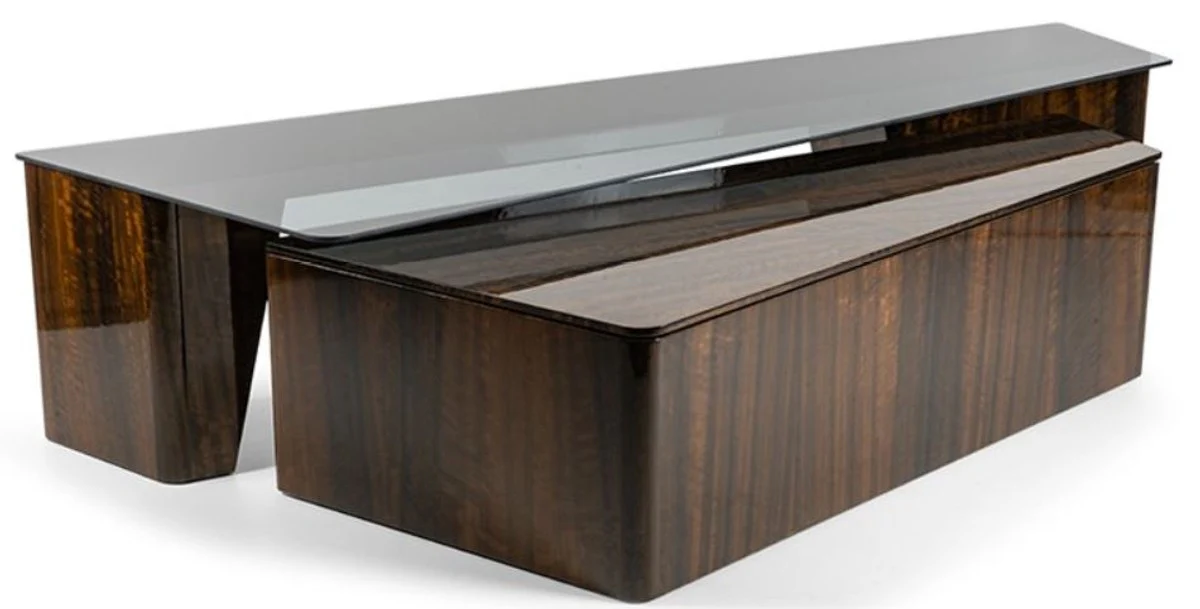 Luxury Coffee Table Set Brown - 2 Rectangular Living Room Tables - Luxury Living Room Furniture