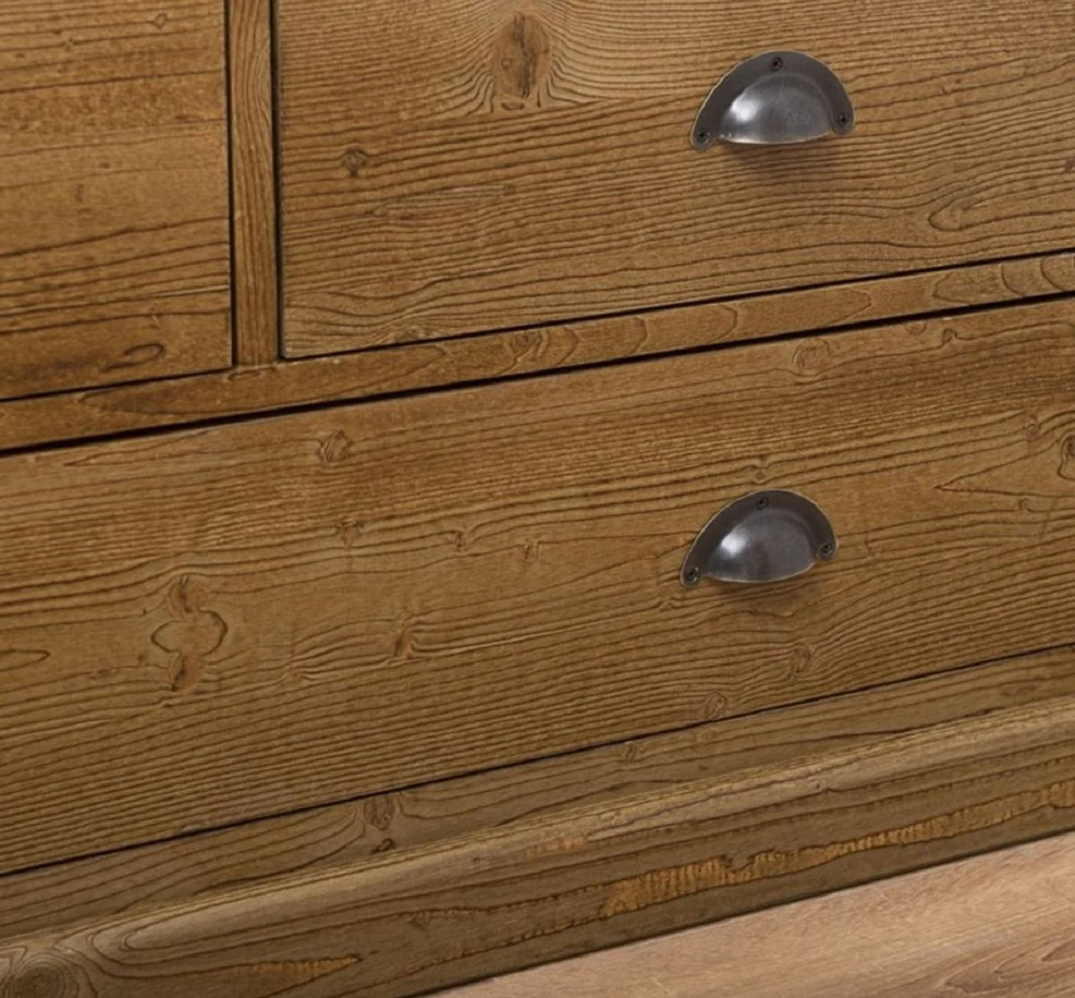 Country house style wardrobe brown 121 x 59 x H. 197 cm - solid wood bedroom wardrobe with 2 doors and 3 drawers - country house style bedroom furniture