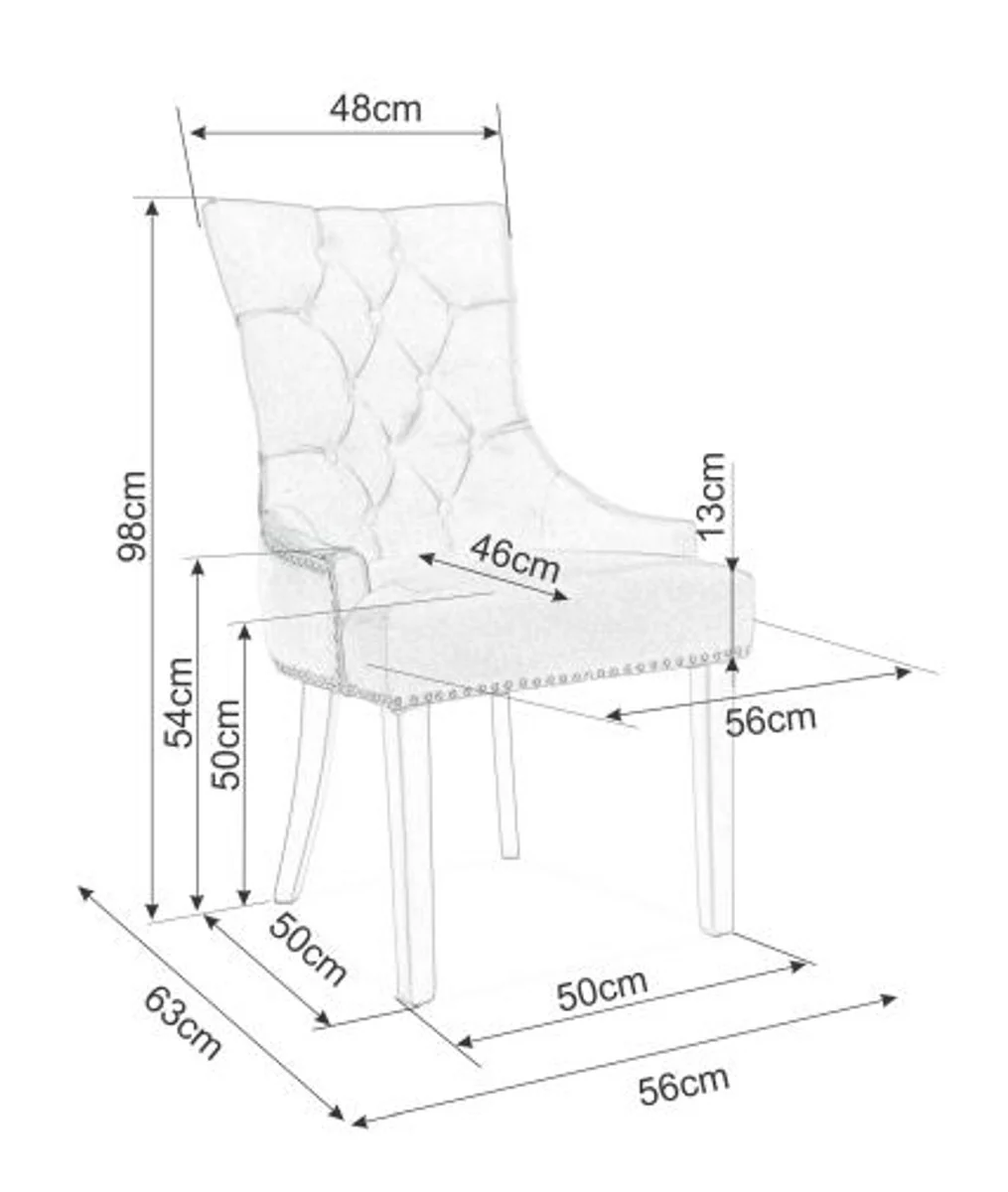 Luxury Chesterfield Dining Chair Gray / Silver / Black - Kitchen Chair with Velvet Fabric - Dining Room Furniture