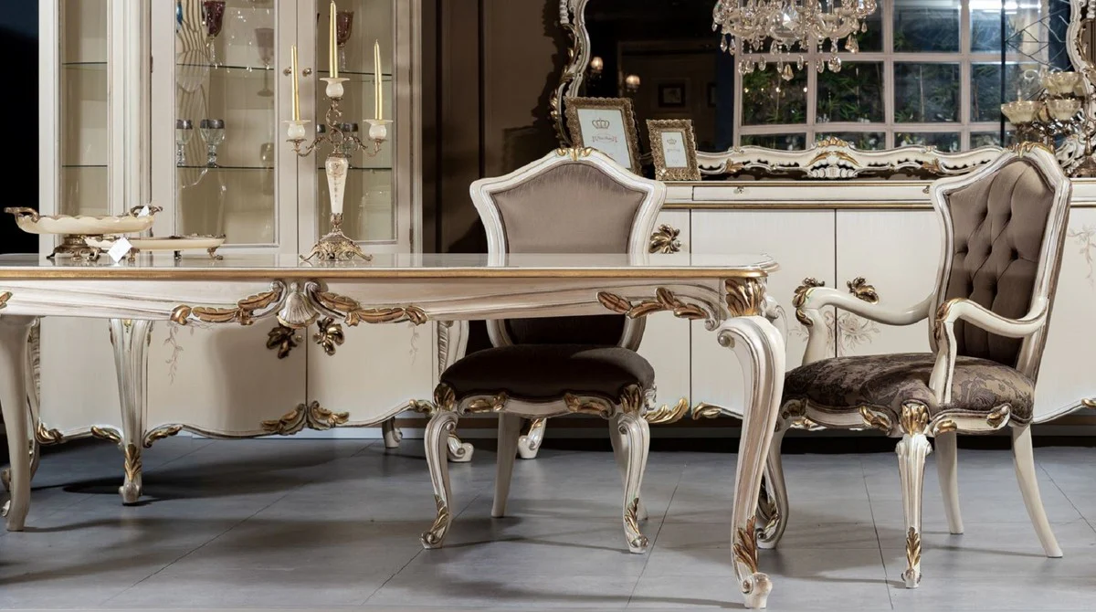 Luxury baroque dining room set - 1 baroque dining table & 8 baroque dining chairs - magnificent dining room furniture in baroque style