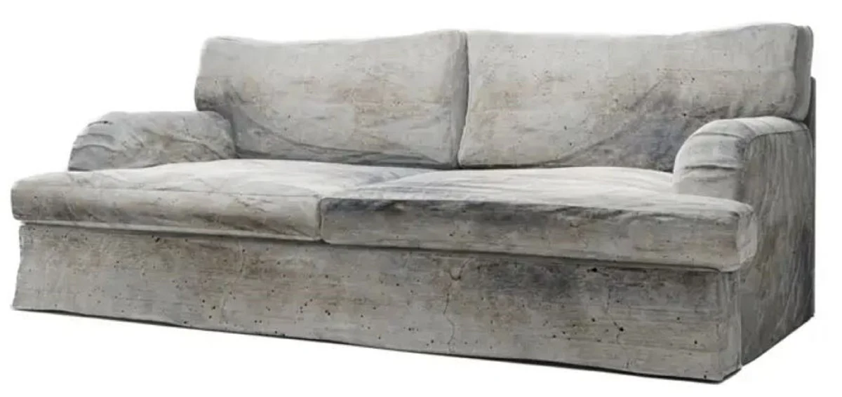 Luxury velvet sofa cement gray 215 x 97 x H. 82 cm - living room sofa - hotel sofa - living room furniture - hotel furniture - luxury furniture - living room furnishings - luxury furnishings
