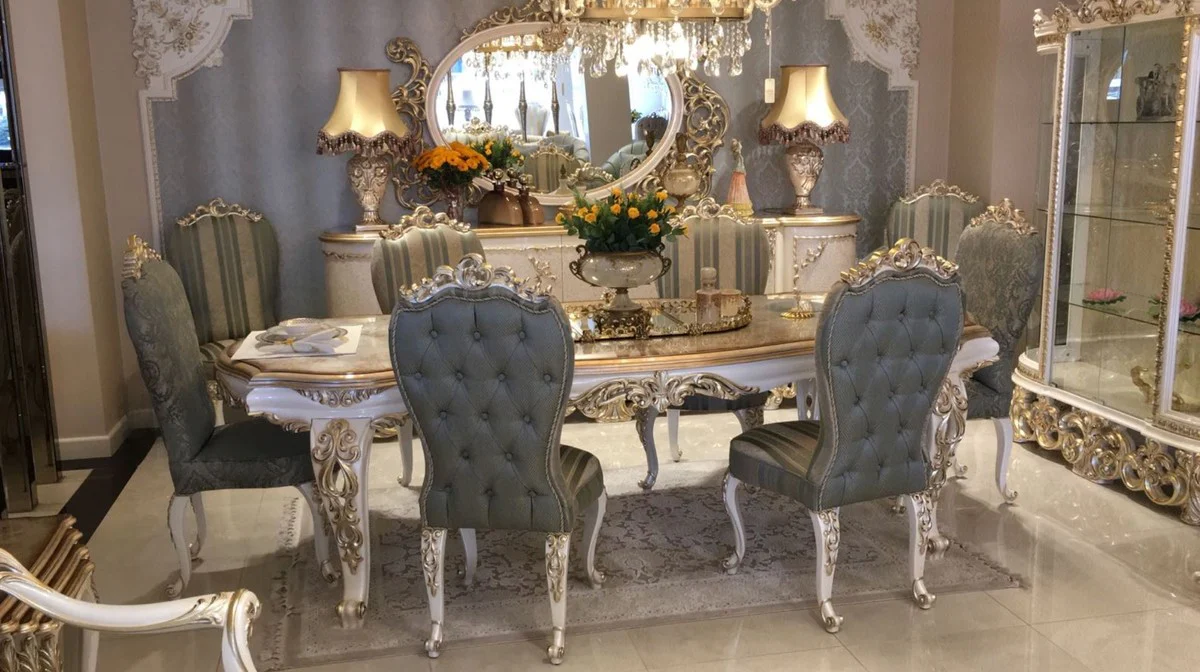 Luxury Baroque Dining Room Set - 1 Dining Table & 8 Dining Chairs - Baroque Dining Room Furniture - Luxury Quality - Noble & Magnificent