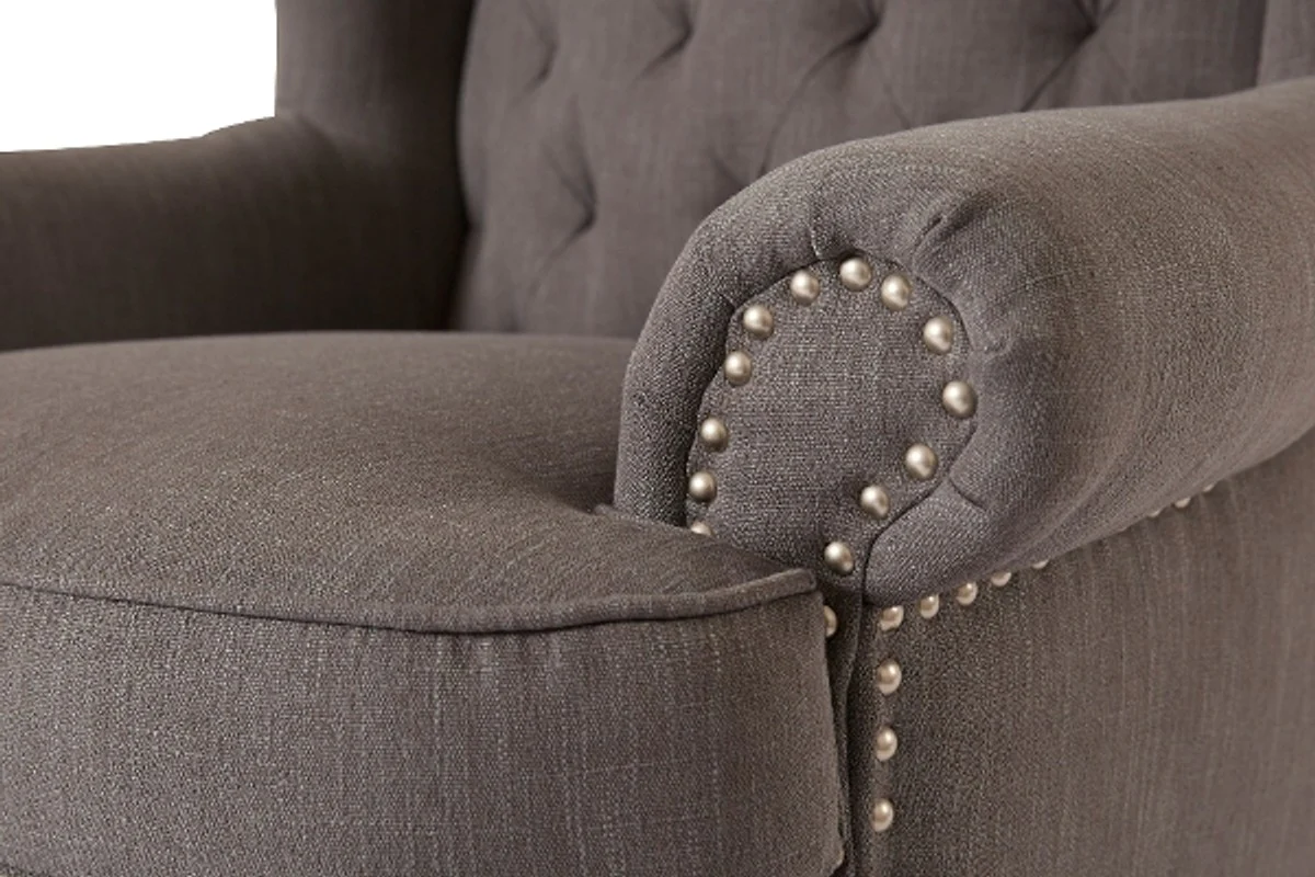 Luxury Chesterfield wing chair dark gray 87 x 89 x H. 109 cm - living room furniture