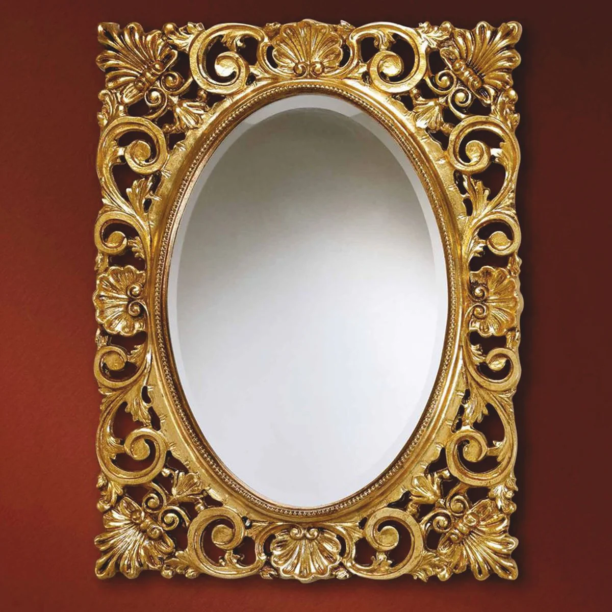 Luxury Baroque mirror gold H. 95 cm - Baroque furniture - Made in Italy