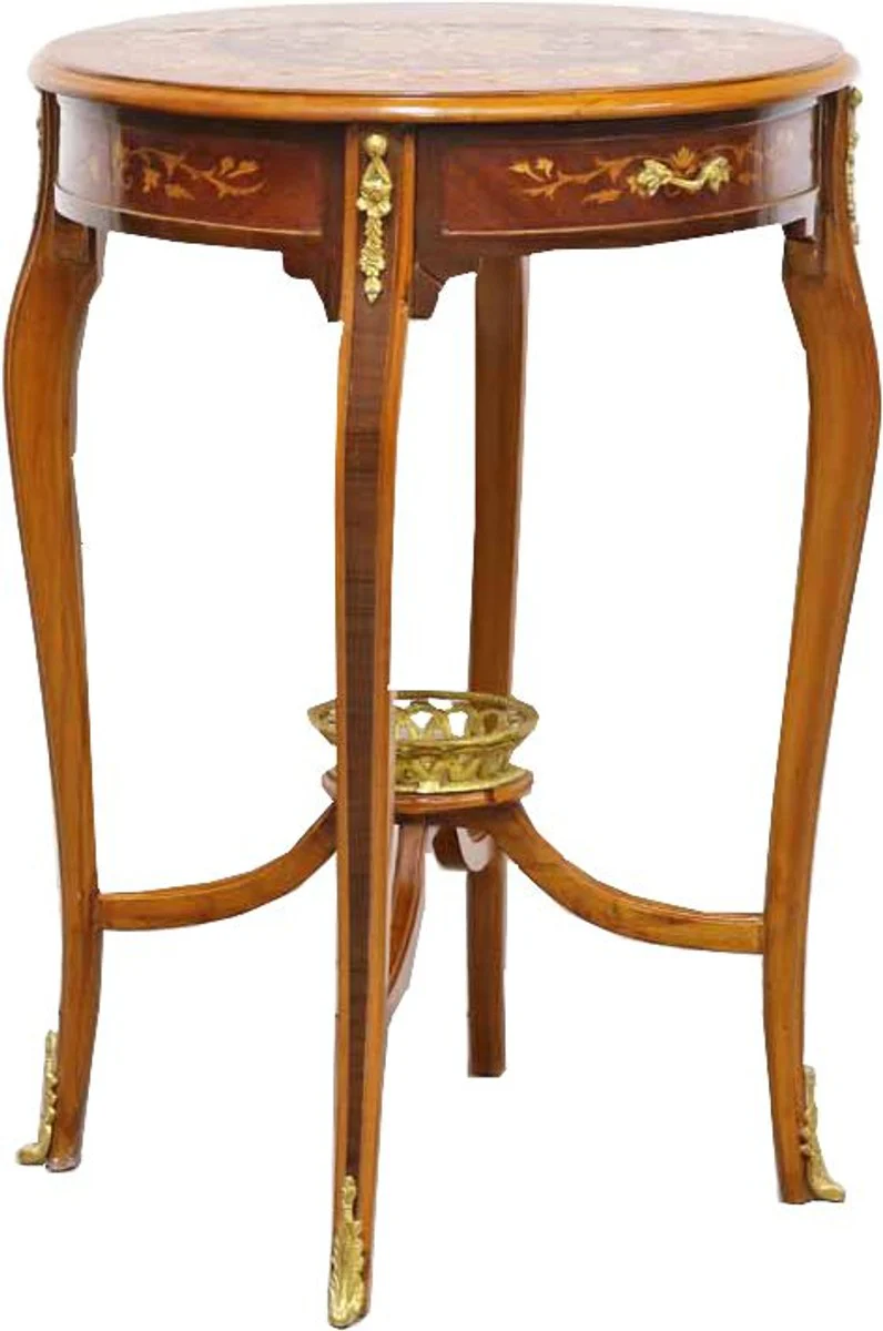 Baroque side table with drawers brown inlay 60 x 86 cm - antique style side table - Limited Edition