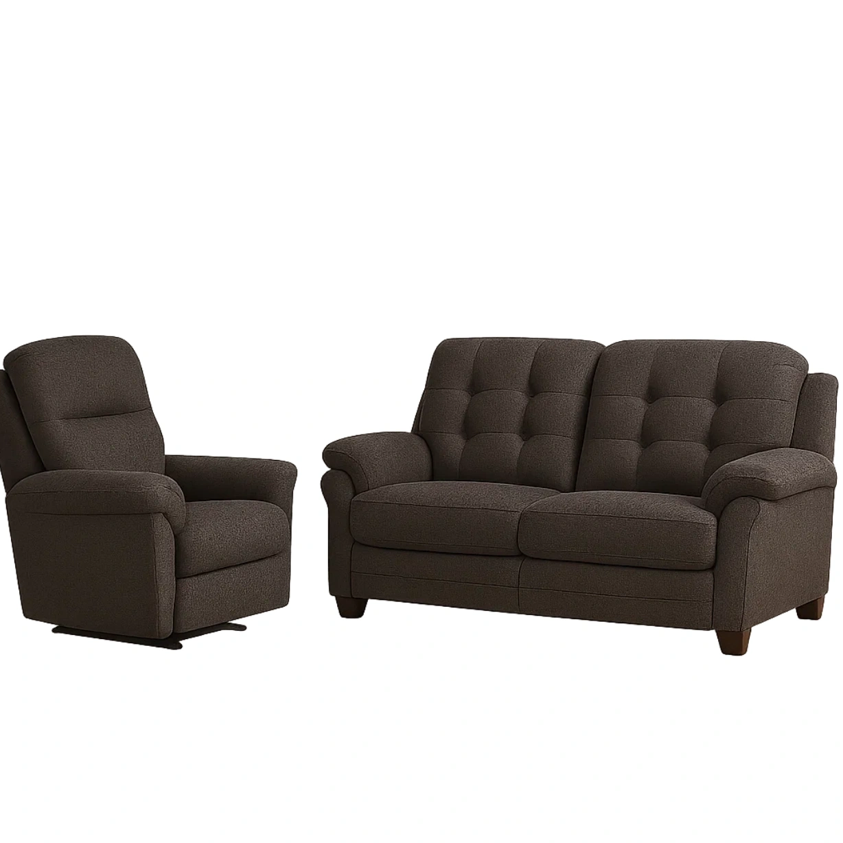 3-Sitzer-Sofa- und Sesselgarnitur, Holzrahmen, Schaumstoffkissen, brauner Stoff, für das Wohnzimmer, Sofa 180 x 90 x 85 cm, Sessel 90 x 90 x 85 cm - HD4P1nOPBYCB