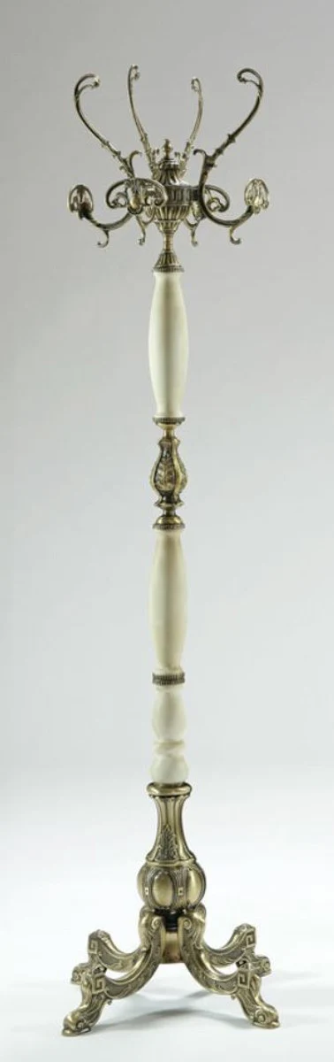 Luxury Baroque coat rack bronze / white 45 x 45 x H. 170 cm - Elegant brass coat rack - Baroque hotel cloakroom furniture