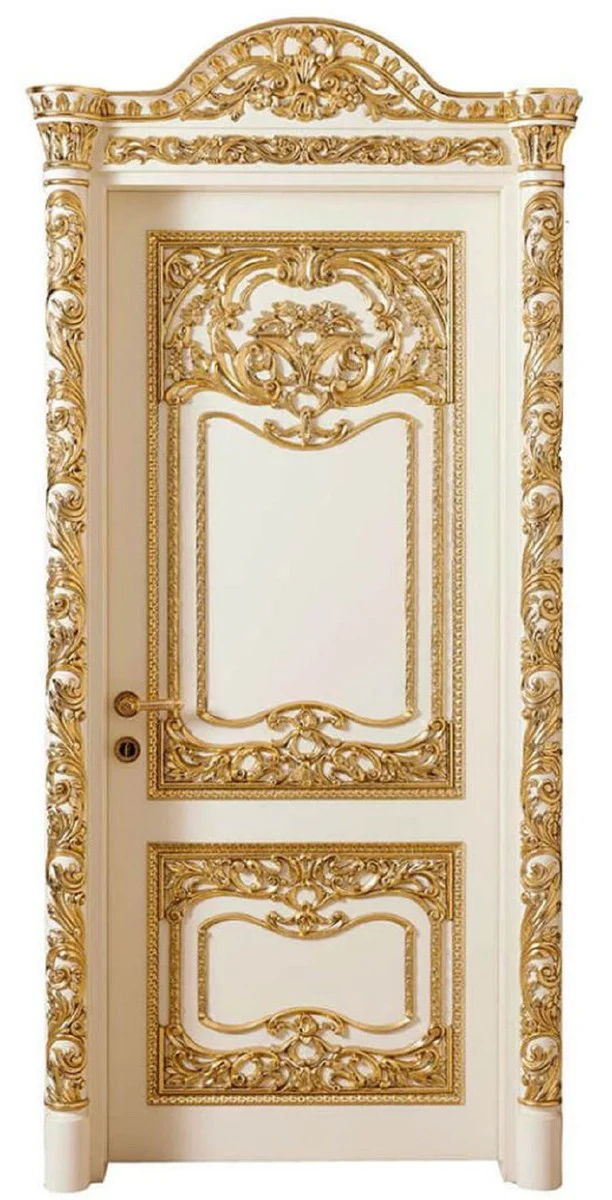 Luxury Baroque apartment door white / gold - Magnificent solid wood door with frame - Luxury furniture in the Baroque style - Baroque furniture - Hotel furniture - Baroque furnishings - Noble & magnificent