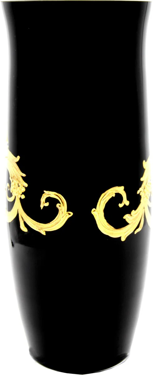 Pompöös by Luxus Vase with 24 carat gold plating black / gold Ø 12.3 x H. 30 cm - Pompöös flower vase designed by Harald Glööckler