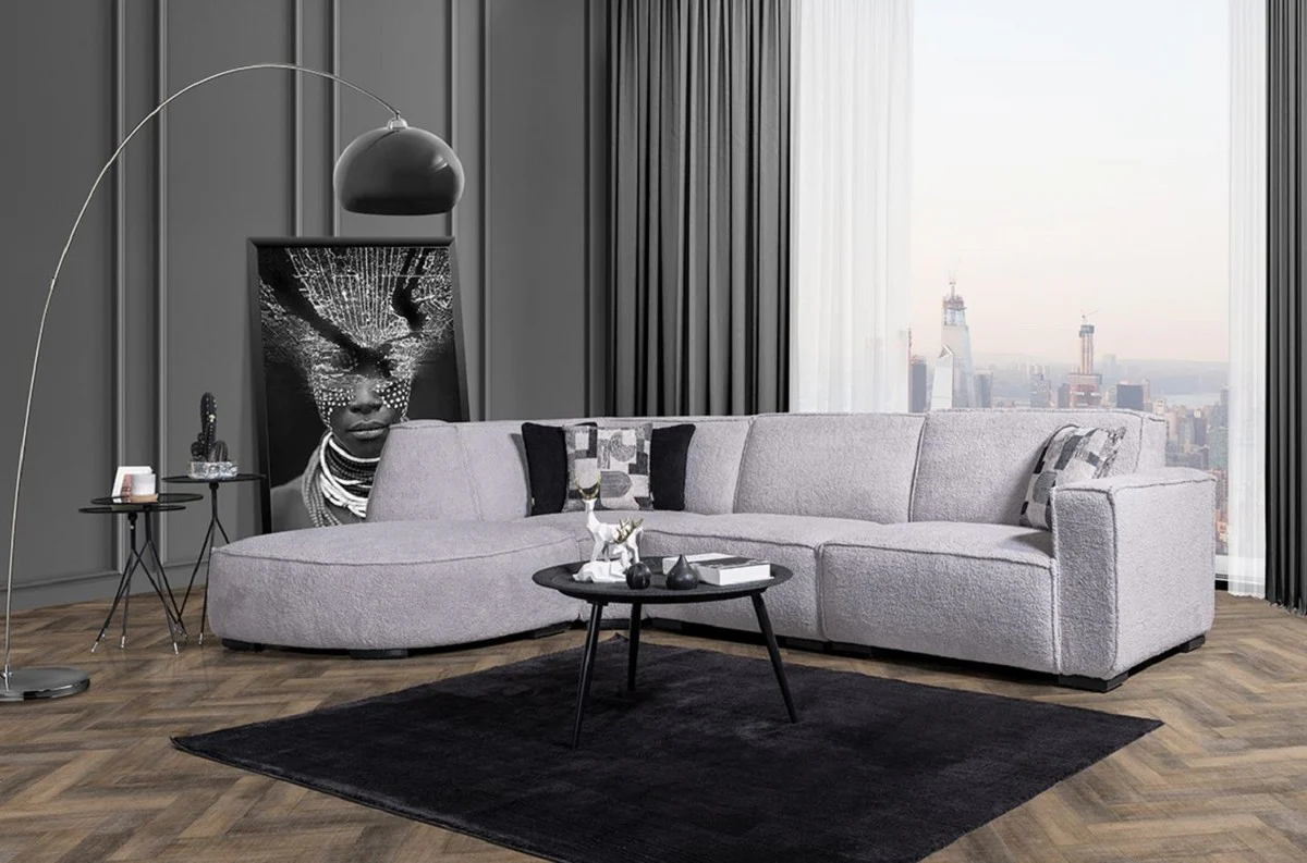 Luxus Ecksofa Grau / Schwarz 290 x 215 cm - Wohnzimmer & Hotel Möbel