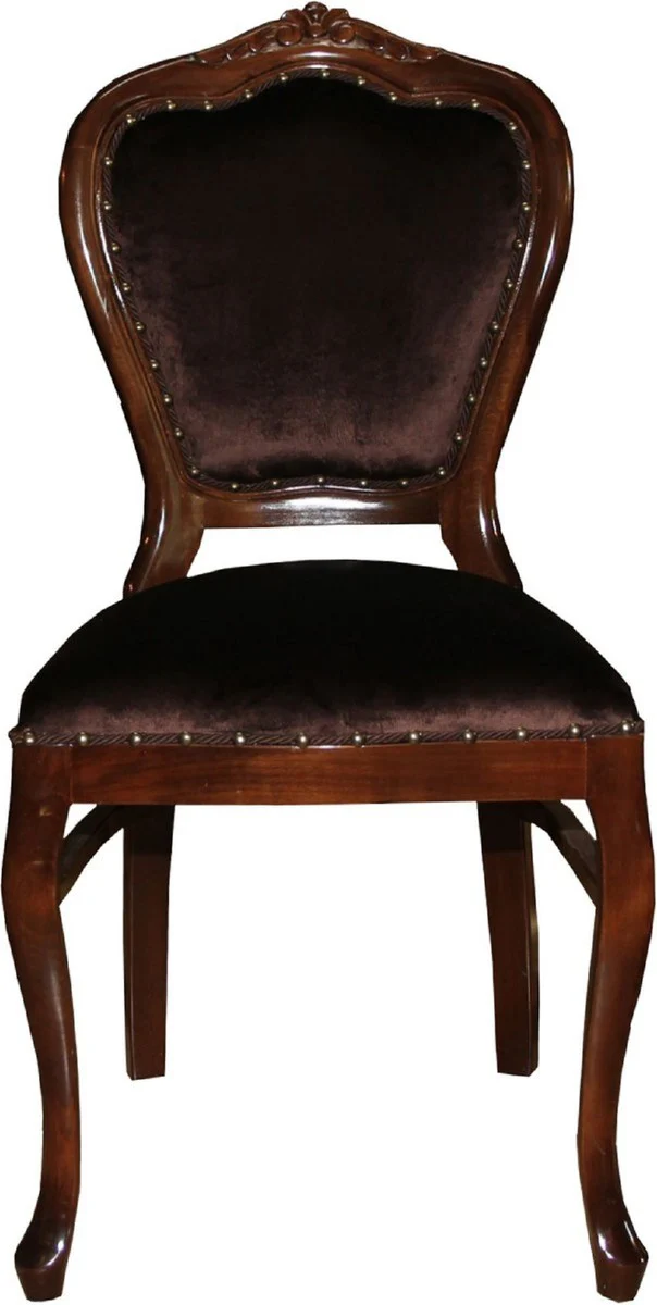 Luxury Baroque Dining Room Set Brown / Brown 45 x 46 x H. 99 cm - 4 handmade dining chairs - Baroque dining room furniture