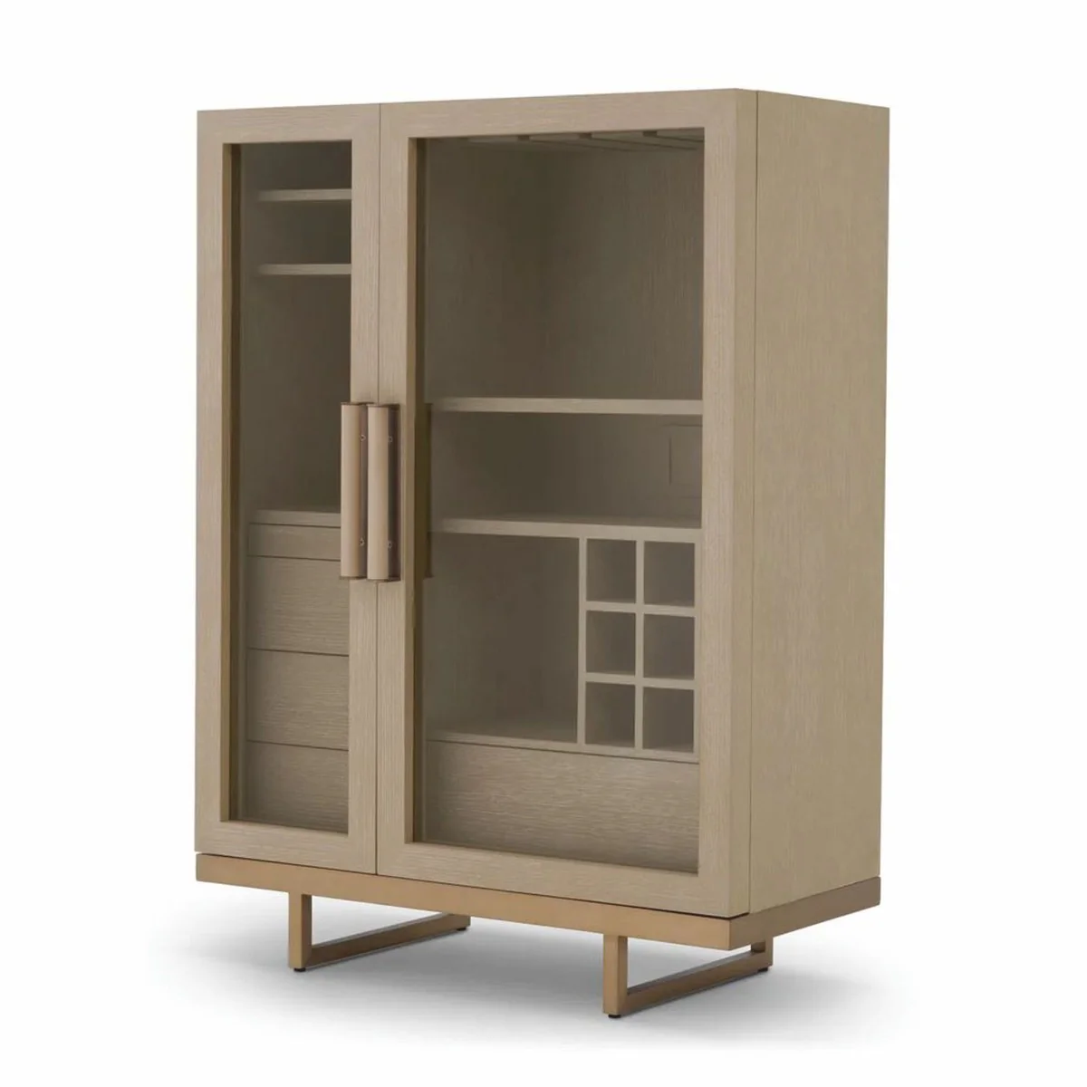 Luxus Barschrank Beige / Messing H. 150 cm - Bar Möbel