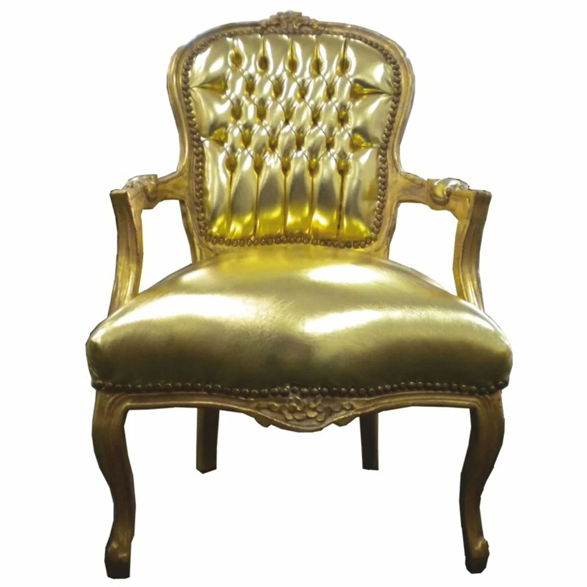 Baroque Faux Leather Salon Chair Gold - Baroque Furniture