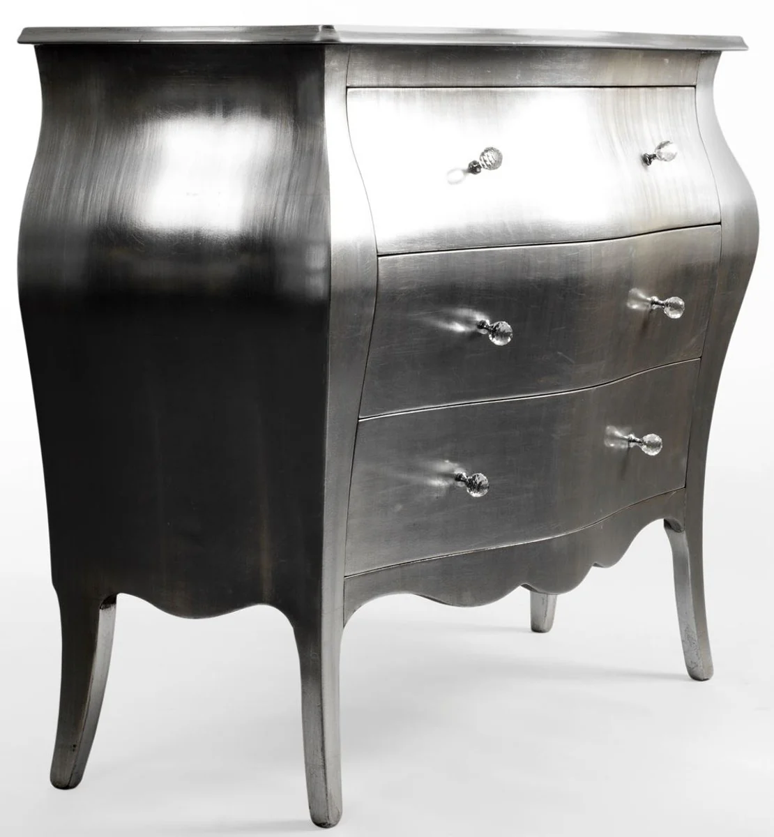 Luxury Baroque chest of drawers silver - Handmade solid wood chest of drawers with 3 drawers - Luxury furniture in the Baroque style - Baroque furniture - Baroque furnishings - Noble & magnificent