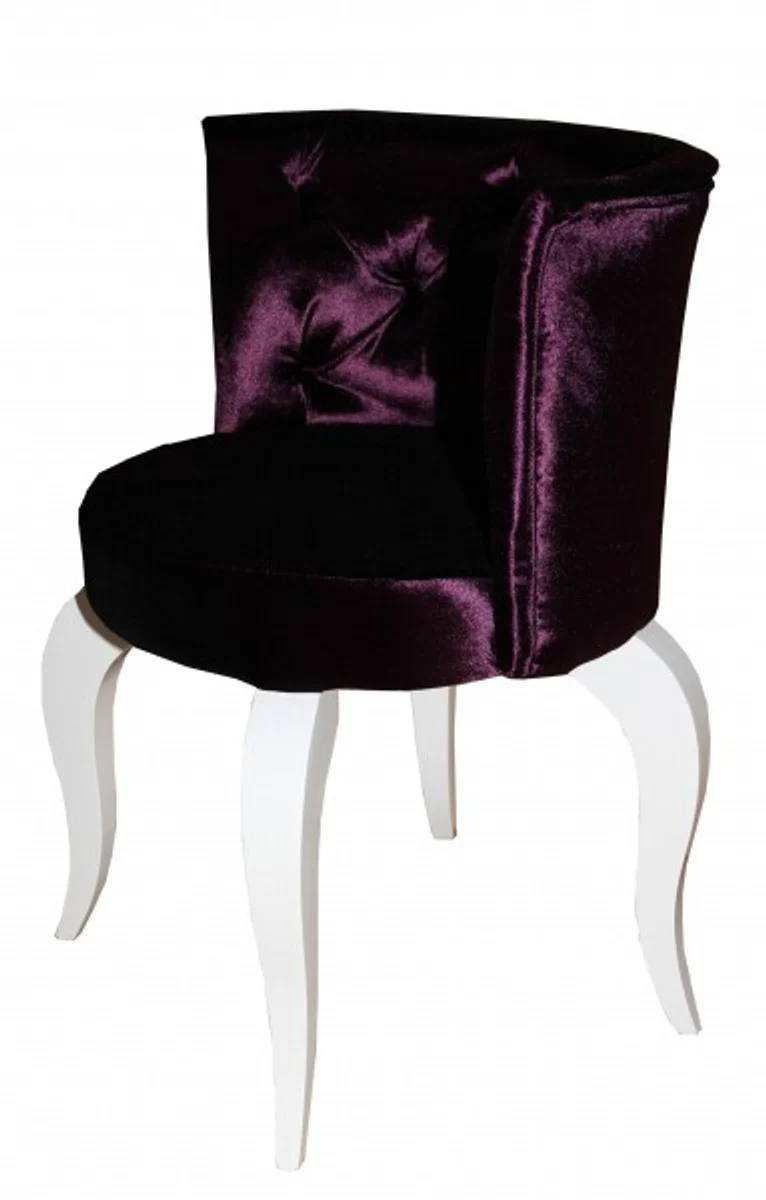 Baroque Salon Chair Purple / White - Designer Armchair - Luxury Quality