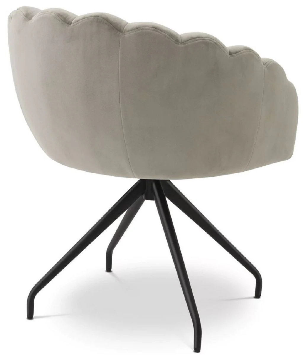 Luxury dining room chair Greige / Black 65.5 x 64 x H. 78.5 cm - Swivel chair with elegant velvet fabric - Dining room furniture - Luxury furniture - Luxury furnishings - Dining room furnishings