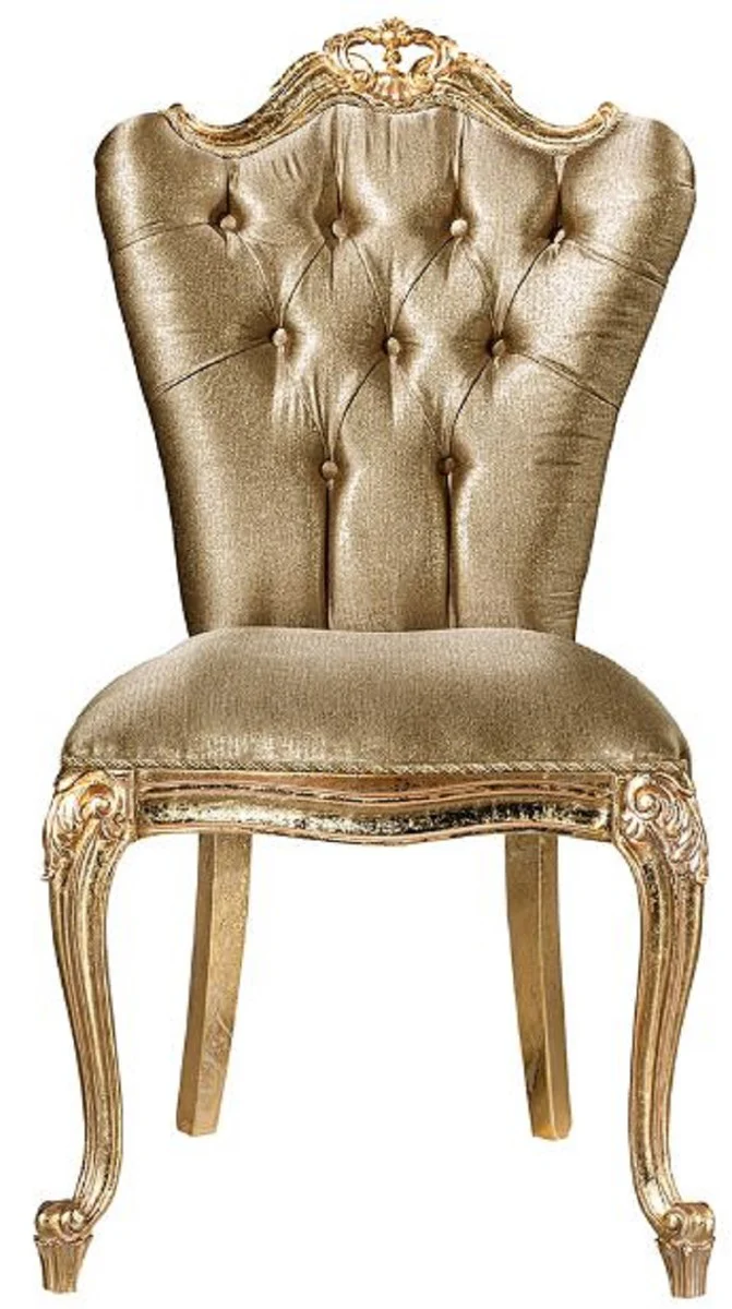 Luxury baroque dining room chair set white / gold - 6 handmade kitchen chairs in baroque style - baroque dining room furniture - noble and magnificent