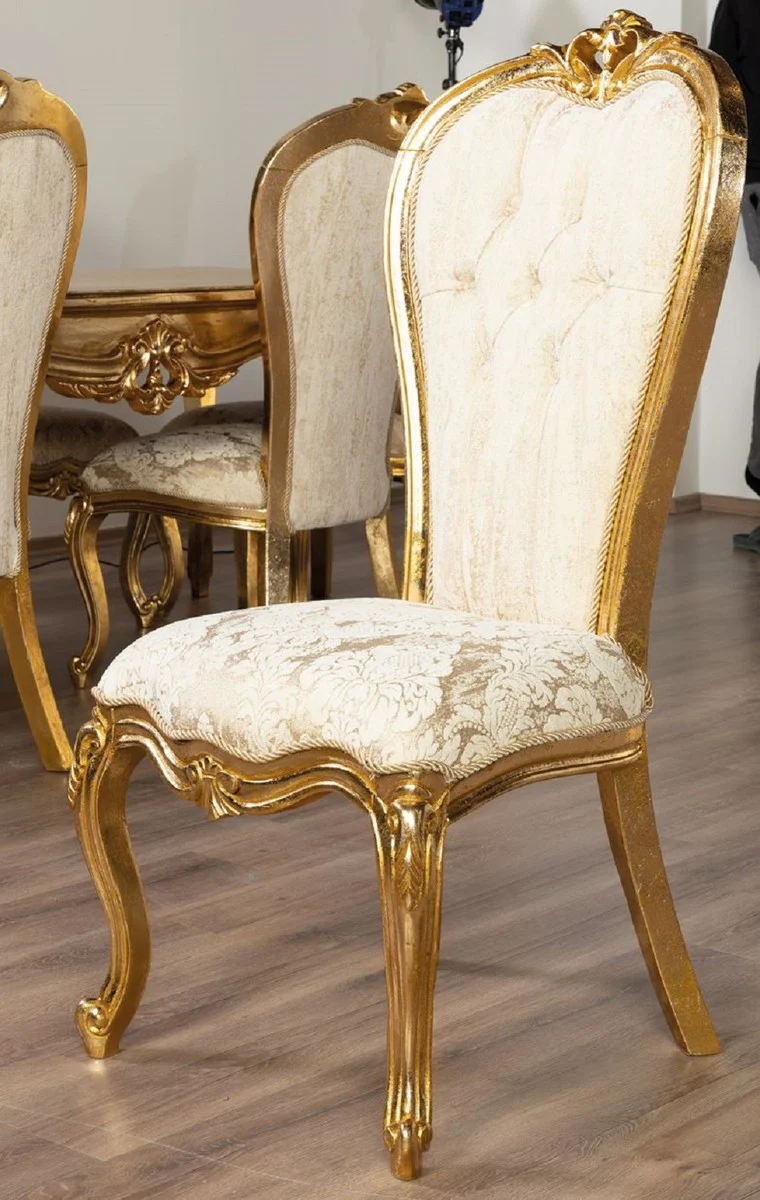 Luxury Baroque Dining Room Chair White / Gold - Baroque Style Dining Room Furniture