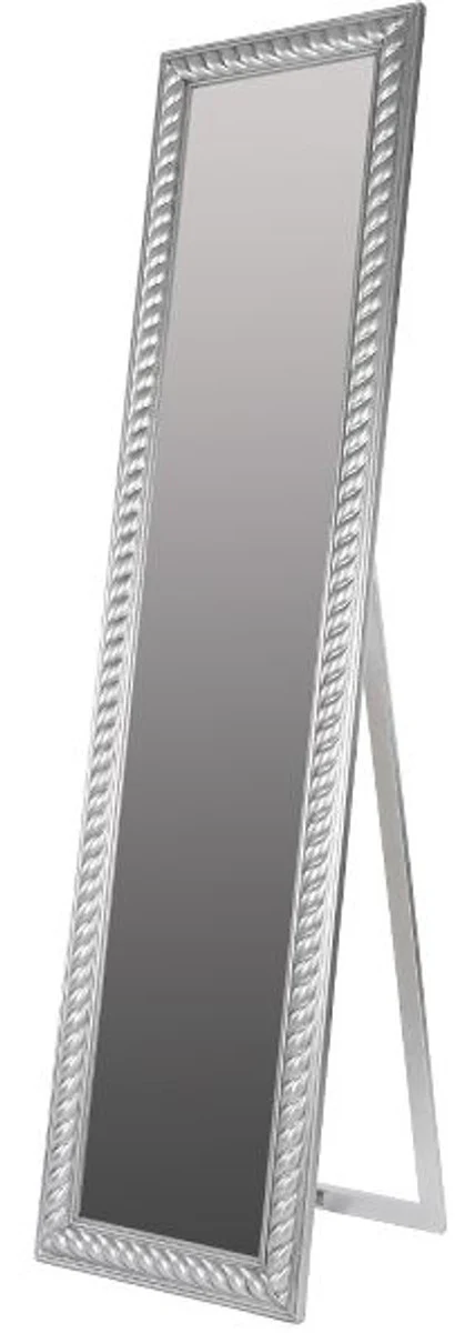 Barock Standspiegel Silber mit wunderschönem antik-silbernem Kordelrahmen H. 180 cm - Handgefertigt