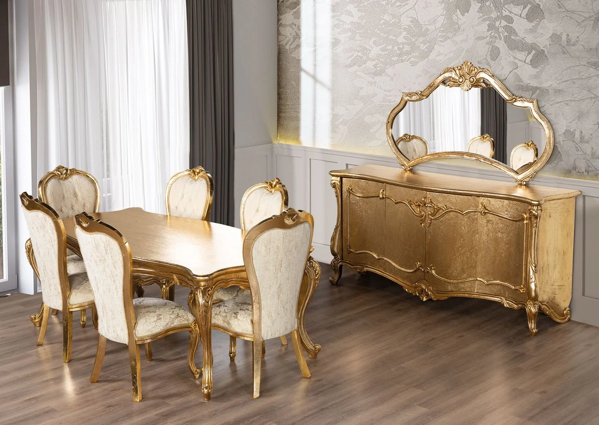 Luxury Baroque Dining Room Chair White / Gold - Baroque Style Dining Room Furniture