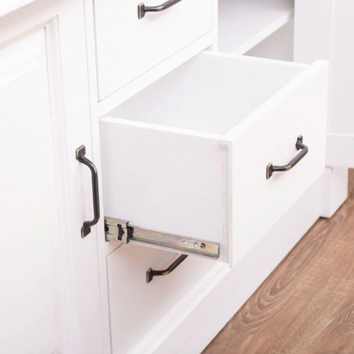 Country house style double washbasin cabinet white / natural color 150 cm