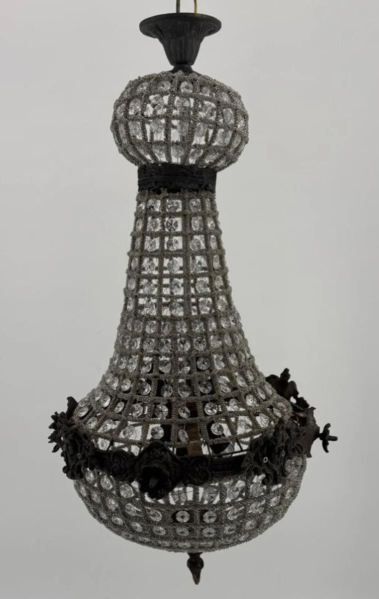 Barock Kristall Kronleuchter Oxidiert H. 70 cm - Barock Leuchten