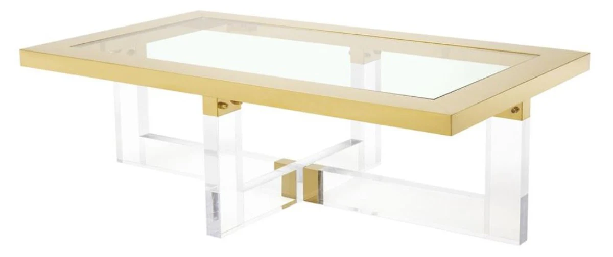 Luxury coffee table / living room table gold 140 x 80.5 x H. 43 cm - living room furniture