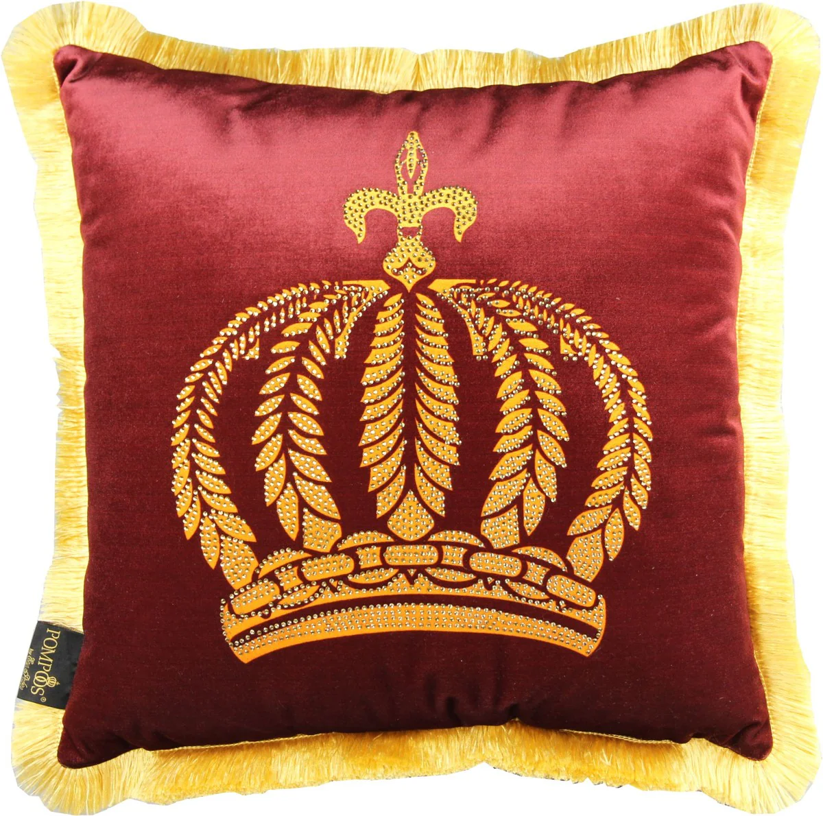 Harald Glööckler luxury decorative cushion Pompöös by Bordeaux / gold crown with rhinestones - Glööckler cushion