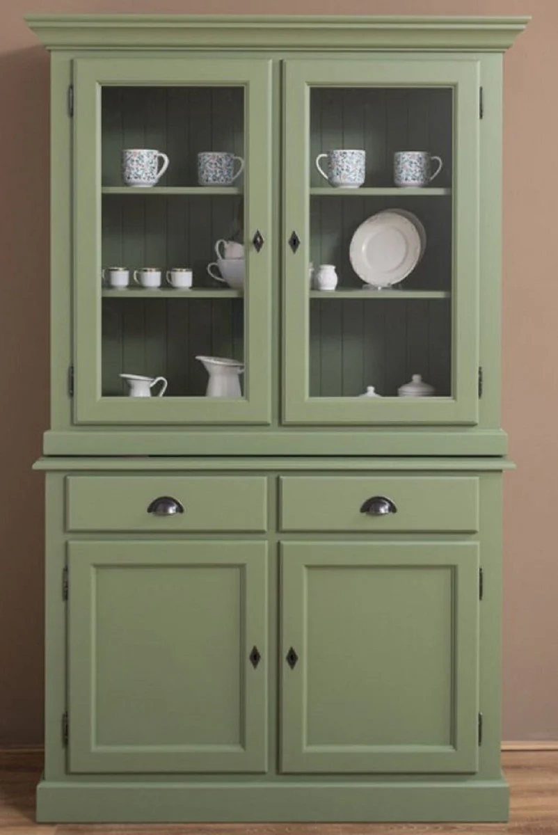 Country house style dining room cabinet green 126 x 45 x H. 200 cm - solid wood kitchen cabinet - dining room furniture in country house style - country house style furnishings - dining room furnishings