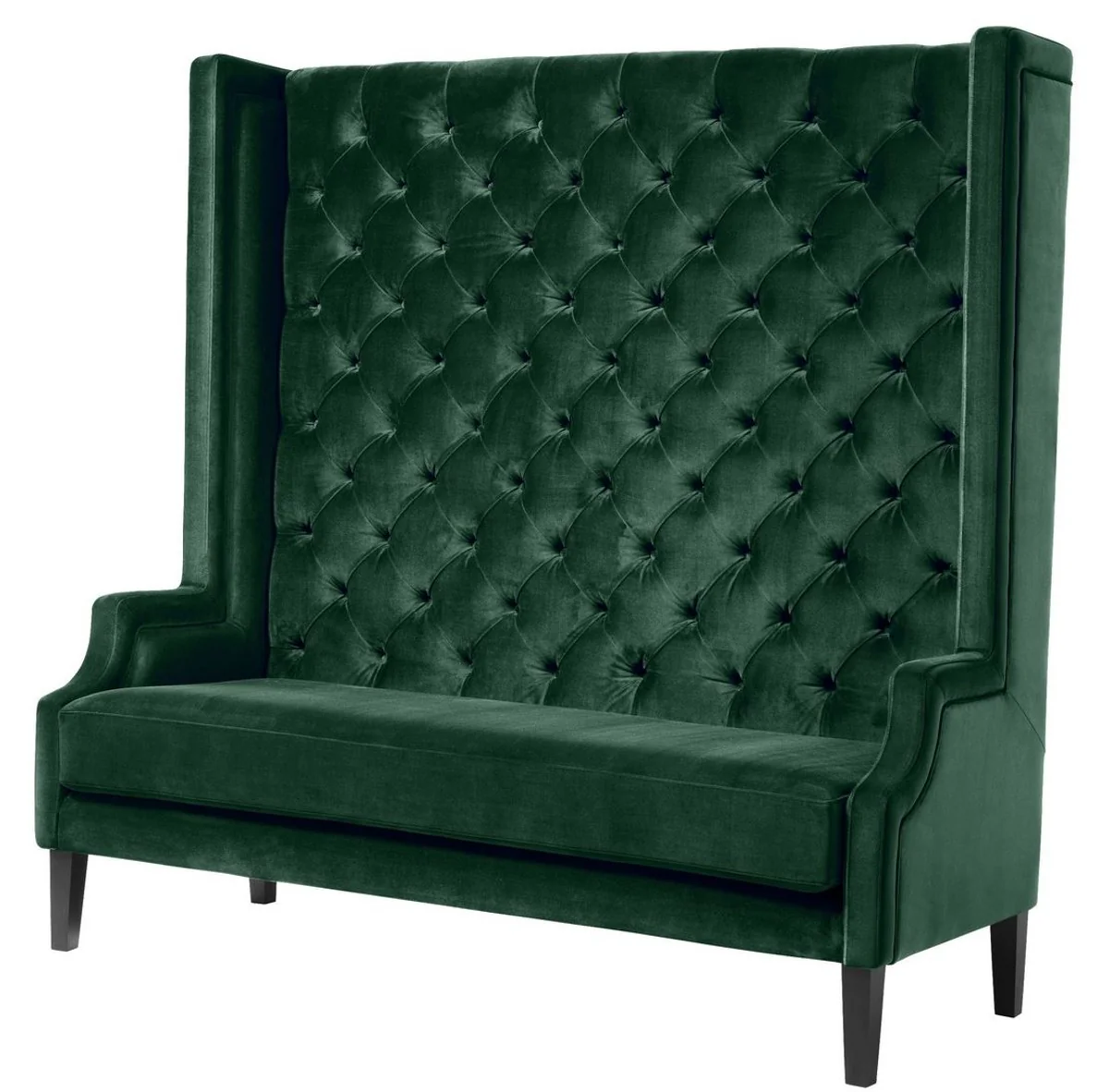 Luxury high-back sofa dark green / black 160 x 68 x H. 160 cm - Chesterfield velvet sofa - Chesterfield furniture