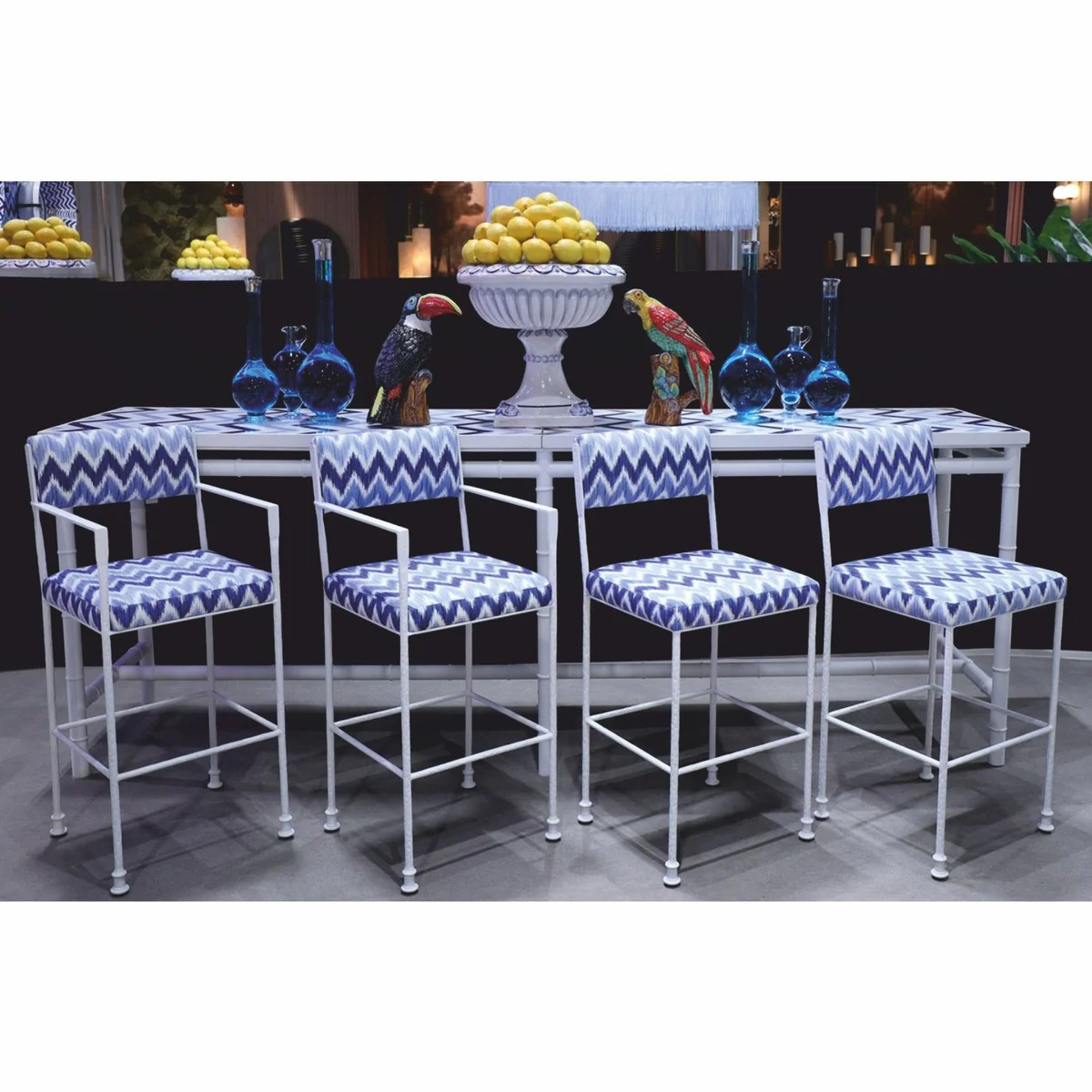 Luxury Baroque side table round solid gunmetal bronze with marble top 71 x 25 cm - table