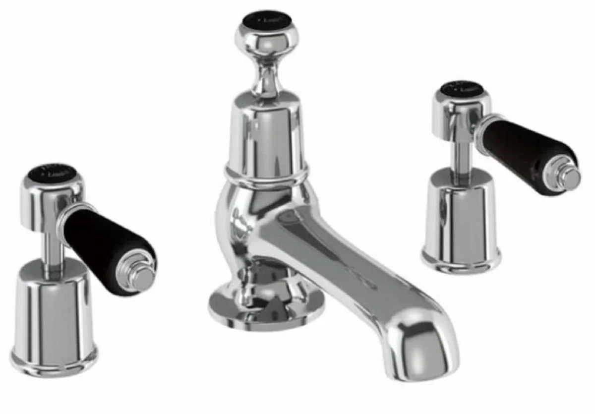 Luxury washbasin three-hole mixer tap silver / black - luxury bathroom washbasin tap - bathroom accessories
