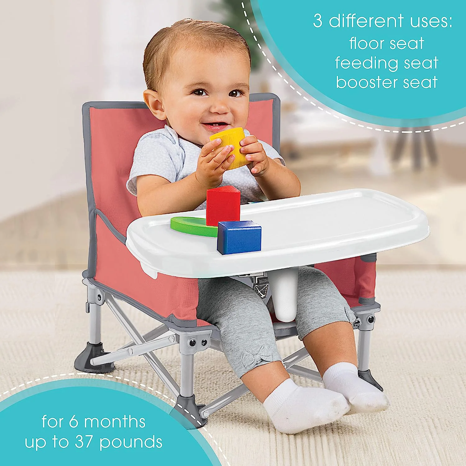 N Sit Tragbarer Sitzerhöhungsstuhl, Grau – Sitzerhöhung für den Innen-/Außenbereich – schnell, einfach und kompakt zusammenklappbar