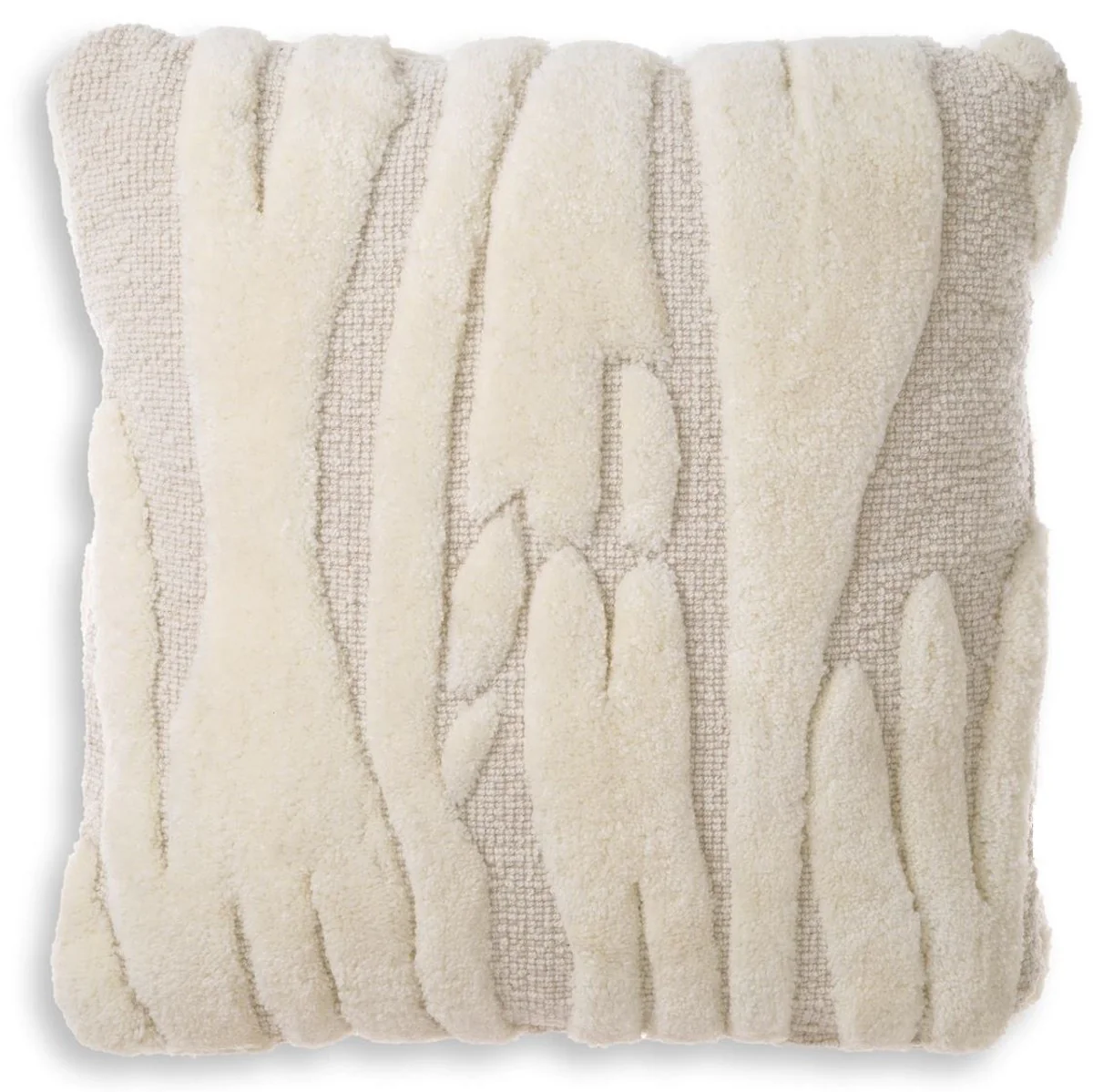 Luxury cushion ivory 60 x 60 cm - Handwoven decorative wool cushion - Square decorative cushion - Living room decoration - Luxury decorative accessories