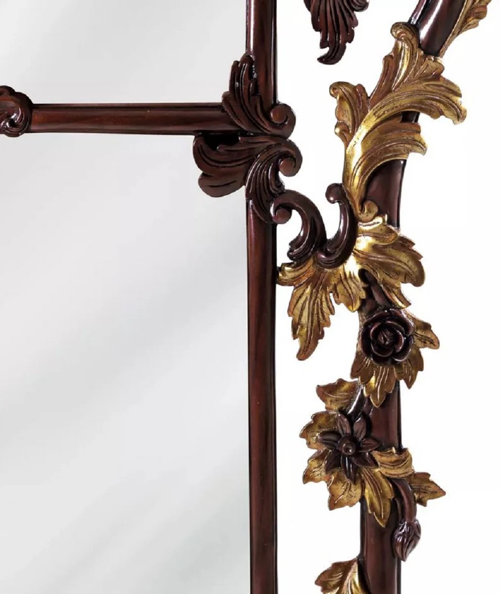 Luxury Baroque Mahogany Mirror Dark Brown / Gold H. 210 cm - Baroque Furniture