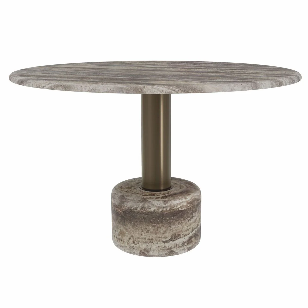 Luxury travertine dining table gray / bronze Ø 120 cm - dining room furniture