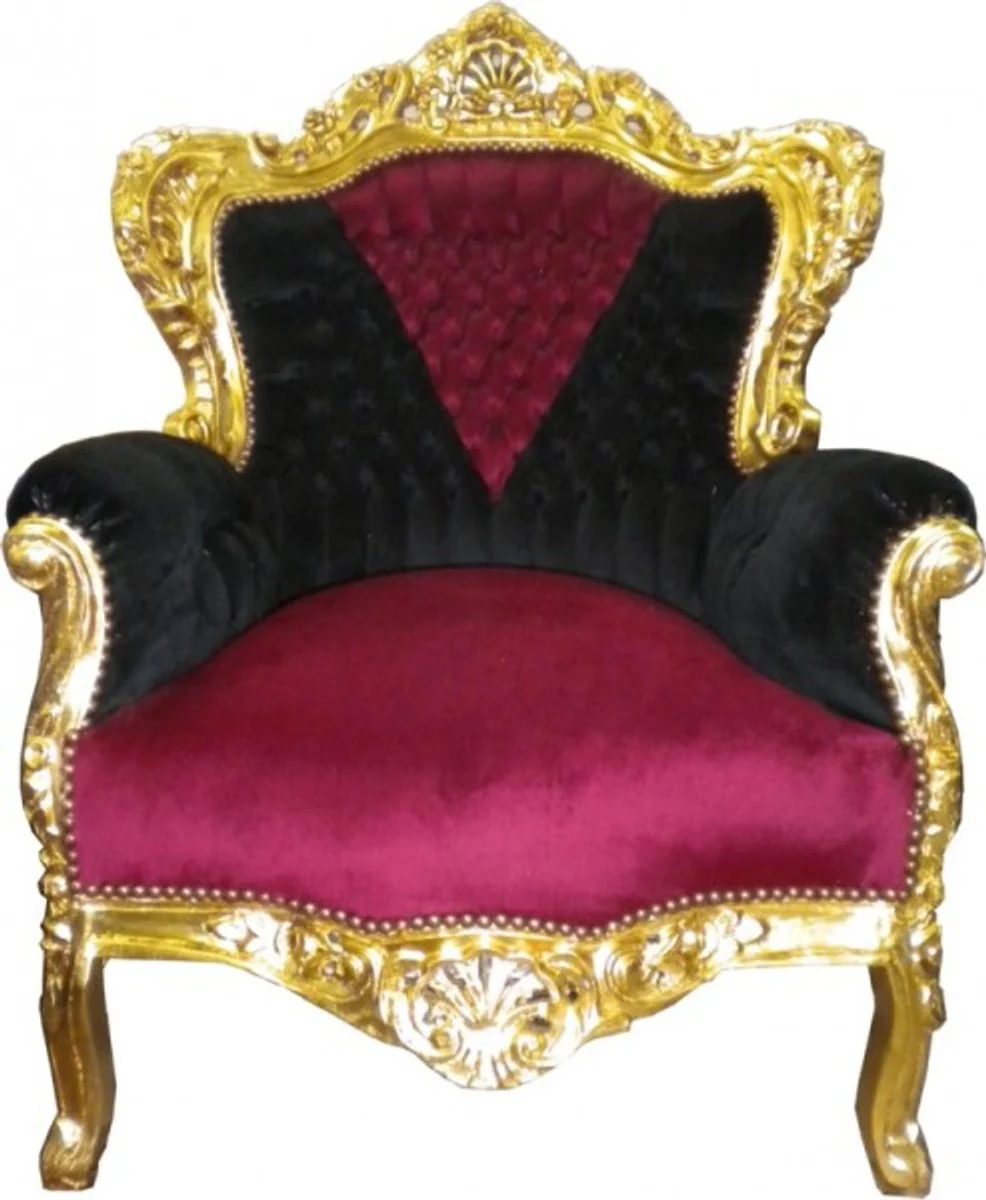 Barock Sessel King Schwarz/Rot/Gold