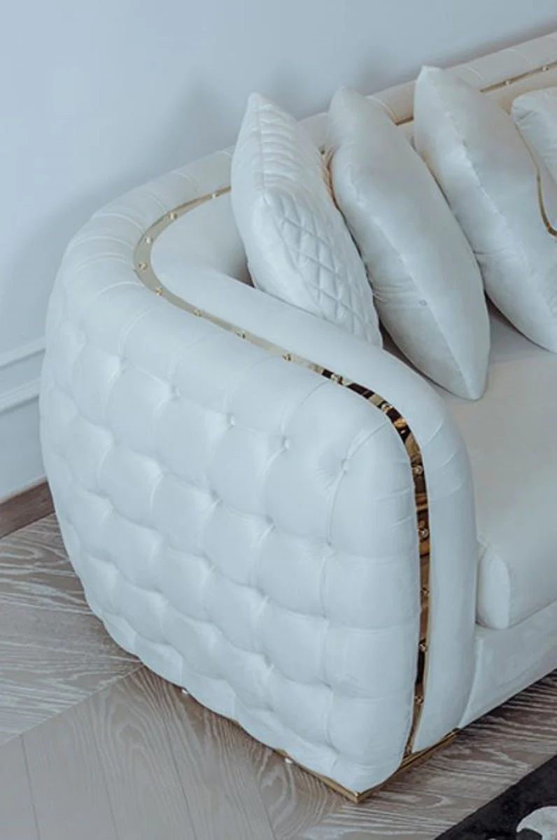 Luxury sofa white / gold 265 x 83 x H. 73 cm - Modern living room sofa - Living room & hotel furniture - Luxury collection