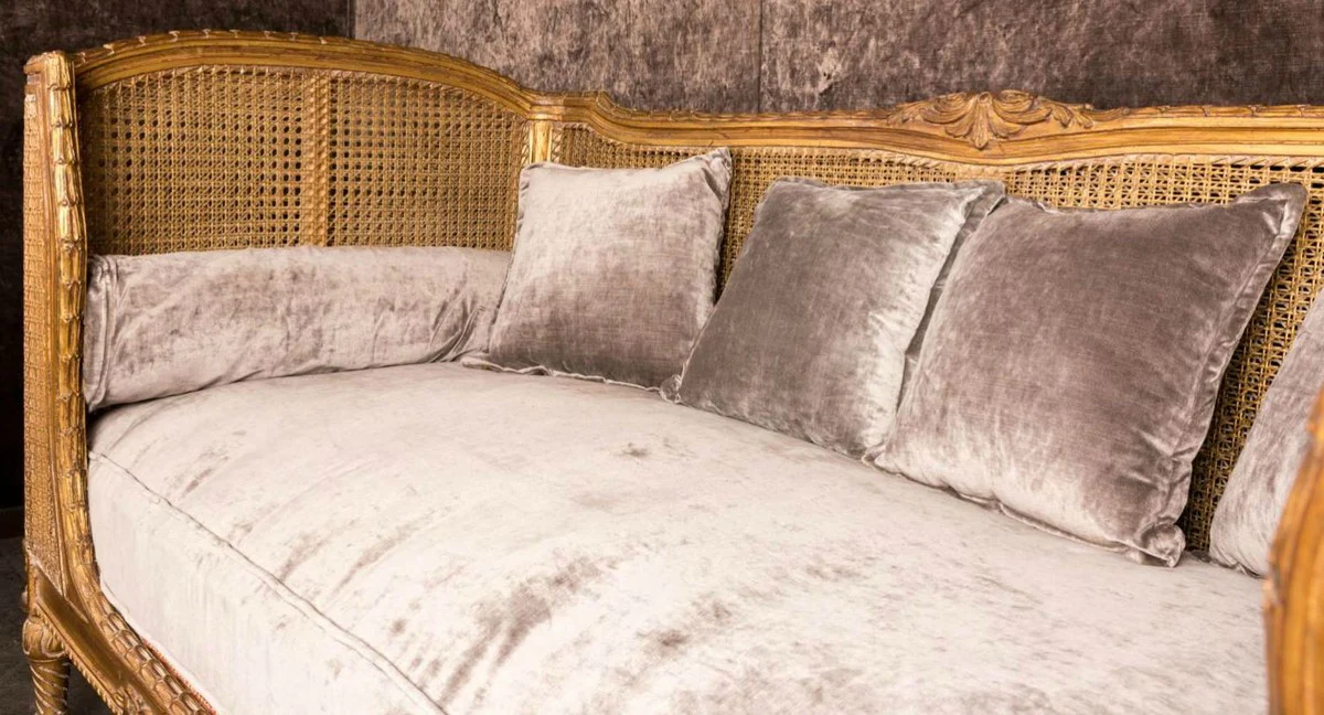 Luxury baroque sofa with cushions brown / taupe 187 x 89 x H. 103 cm - handmade sofa in antique style - living room furniture